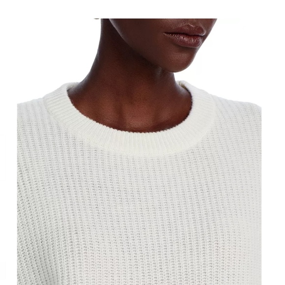 Luxurious 100% Cashmere Shaker Stitch Drop Shoulder Sweater By Aqua in Ivory - Picture 4 of 7